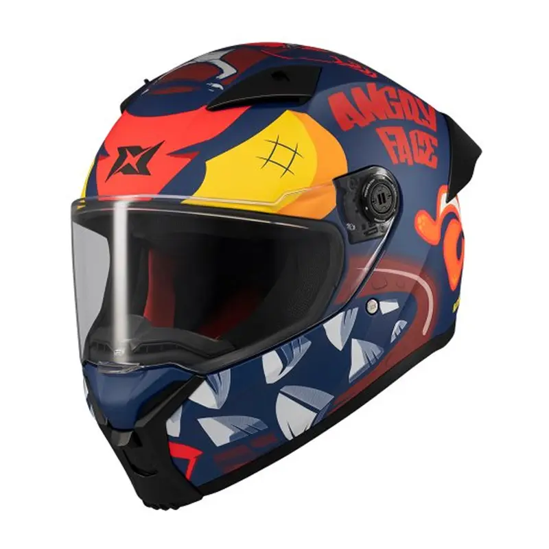 Κράνος Axxis Fenix ECE 22.06 Angry Face C5 Μαύρο Κόκκινο Ματ