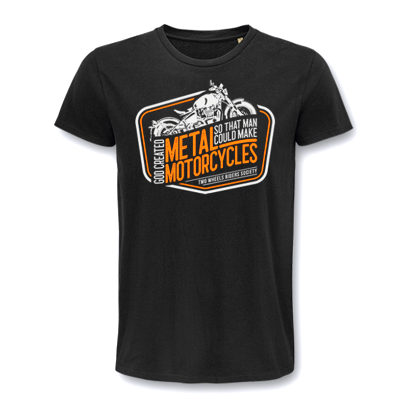 T-SHIRT TWO WHEELS ONLY GOD CREATED ΜΑΥΡΟ